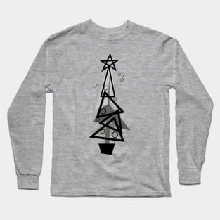 Mid-Century Christmas Tree ( gray scale ) Long Sleeve T-Shirt